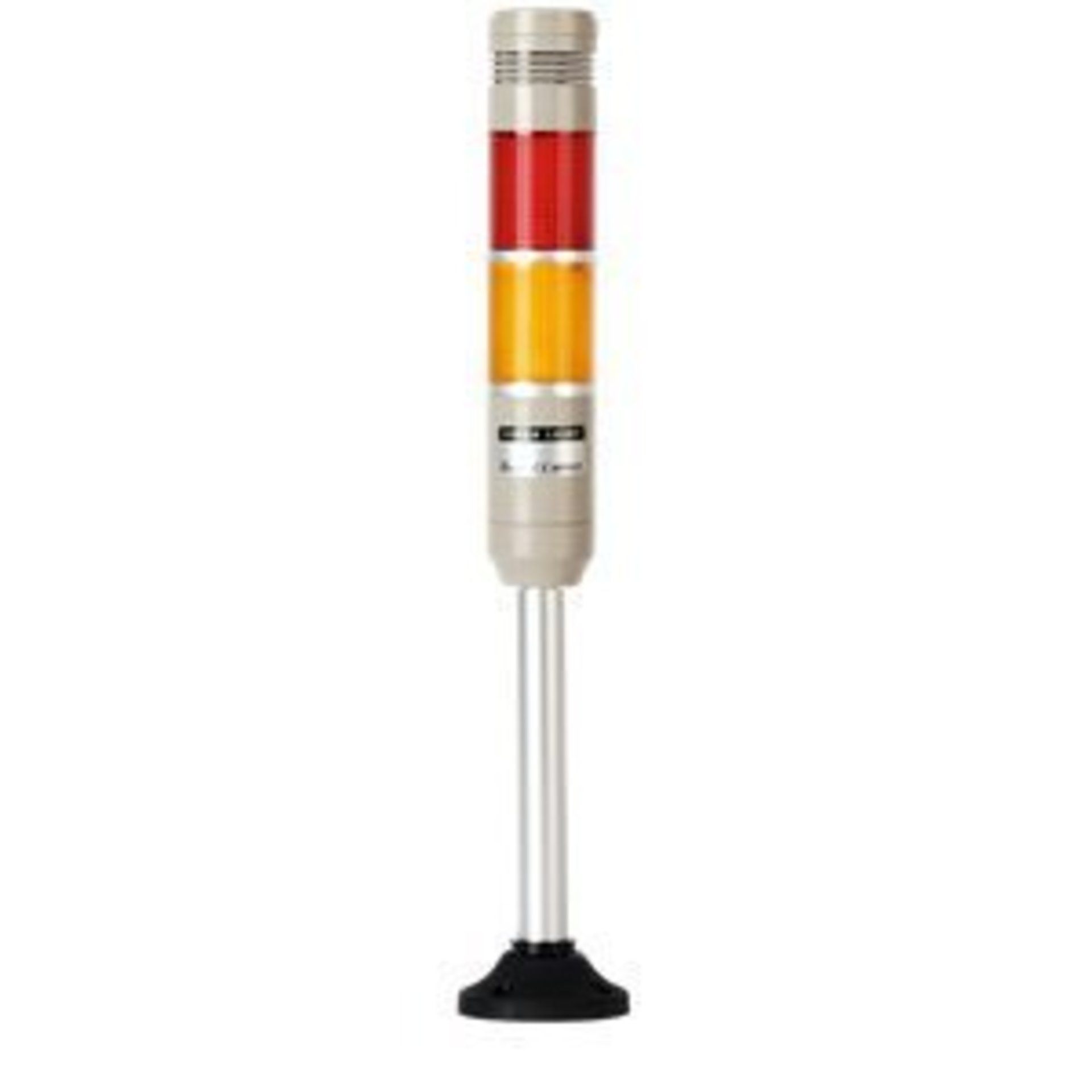 Сигнальная колонна с лампой накаливания MT5C-2ALPB-RY 24VAC, диаметр 56 мм — постоянное + мигающее свечение, 2 секции, 24В =/~, выводные провода, Стойка + монтажное основание, Зуммер, красный + желтый