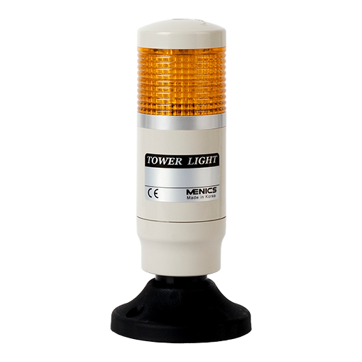 Светосигнальная колонна PMEG-102-Y с светодиодным индикатором и плафоном желтого цвета на 24 вольта.