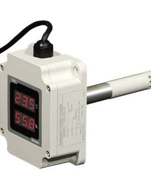 Датчик температуры и влажности THD-DD, крепеж на трубу, 200 мм чувствительный элемент, 3-значный дисплей, выход RS485 (Modbus RTU), 24В=, 24В=