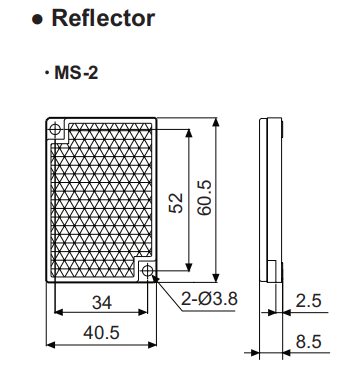 Зеркальный отражатель для фотодатчика MS-2 размер 40.5x60.5мм